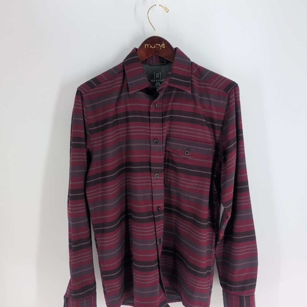 George Striped Flannel Western Classic Button-Up Shirt Multicolor Size S (34-36)